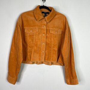 Forever 21 Cotton Crop Corduroy Trucker Jacket Women's Size Medium